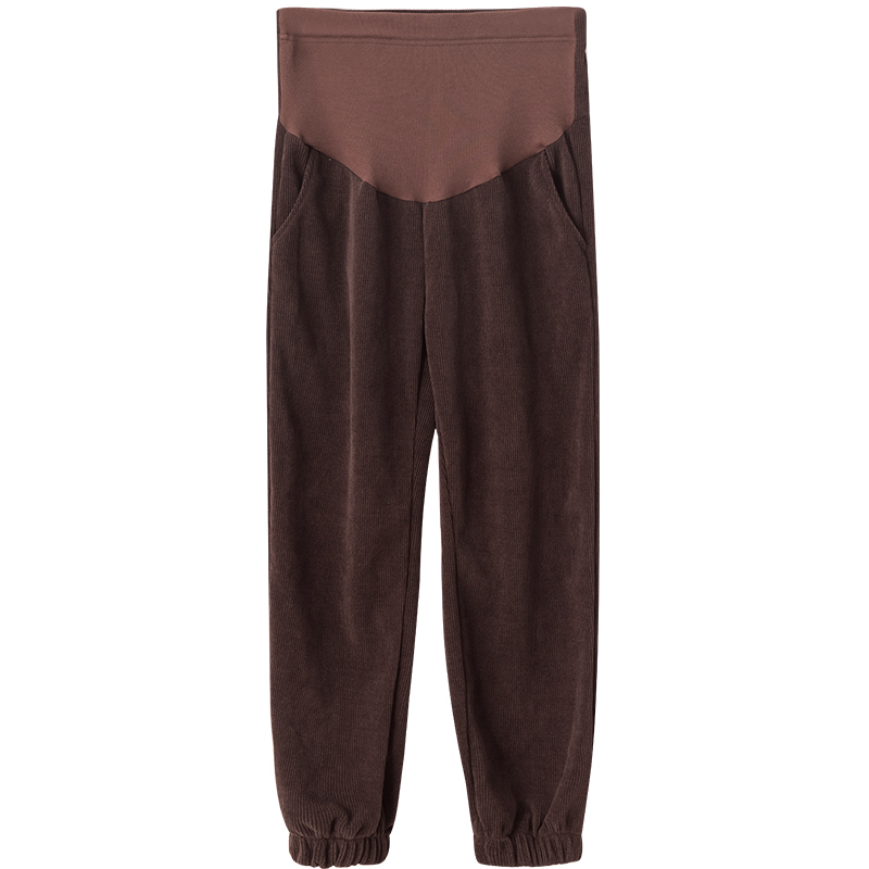Maternity pants winter outer wear plus velvet warm belly support pants