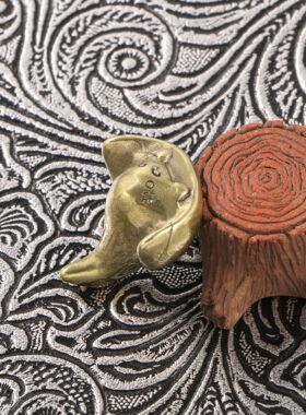 仿古玩做旧黄铜摆件可爱袖珍手把件小魔鬼鱼海洋生物创意