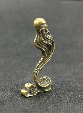 实心寿星公手把件礼品古玩铜器