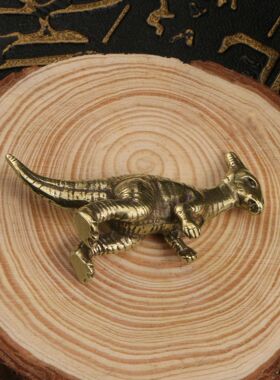 恐龙摆件仿古玩侏罗白垩纪副栉龙仿古玩铜金属工艺品