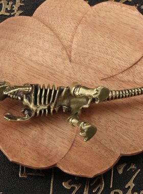 霸王龙黄铜摆件侏罗纪恐龙骨架化石模型送礼物