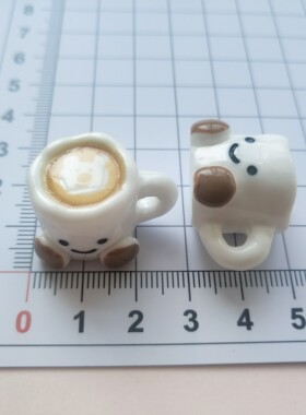 微缩仿真立体拉花咖啡杯食玩摆件娃屋过家家装饰手工diy树脂配件