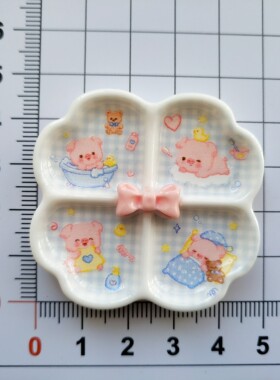 微缩仿真卡通分格食玩盘子娃娃屋捏捏装饰盘子手工diy树脂配件