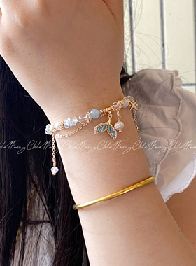 Fanxy小众设计清新蓝鱼尾石手链女款清冷感轻奢手串送闺蜜送女友