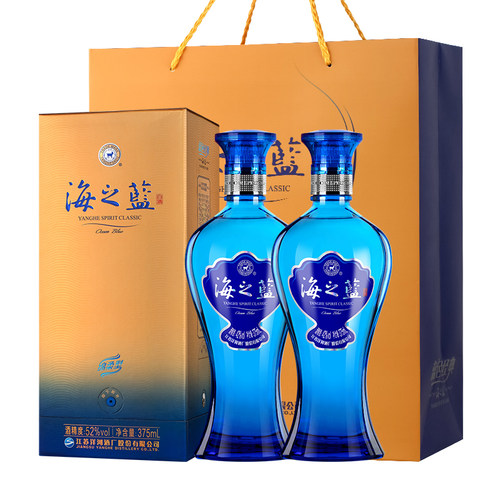 洋河蓝色经典 海之蓝2018版52度375mL*2瓶 官方旗舰店 绵柔 白酒 - 图0