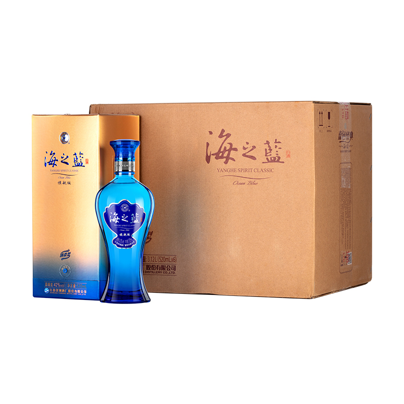 洋河蓝色经典 海之蓝42度520mL*6瓶 官方旗舰店 绵柔 白酒 - 图0