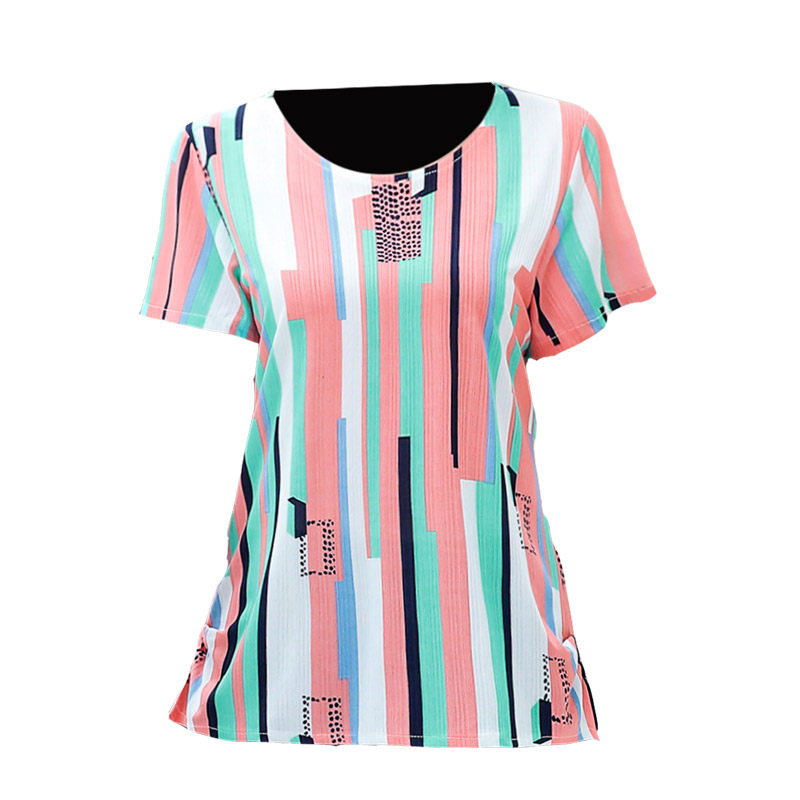 中年夏装新款40岁50阔太太洋气条纹 锦凡中老年女装