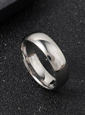 不锈钢钛钢简约亮光面4mm内外圆弧情侣戒指舒适佩戴