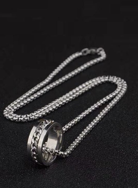 戒指项链ins冷淡风潮钛钢男款链子情侣百搭配饰女