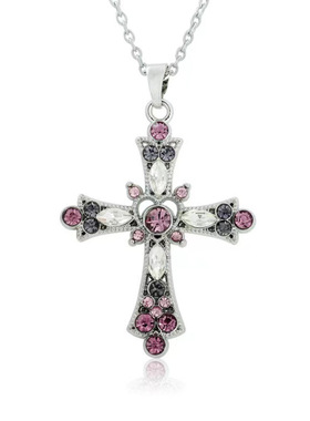 波西米亚风格彩色十字架吊坠女哥特欧美风辣妹锁骨链