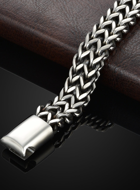 男生钛钢双层古巴手链潮in街头高级感配饰