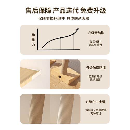 萌助猫爬架猫抓板一体斜塔角落猫架靠墙多层实木观景猫跳台猫玩具 - 图2