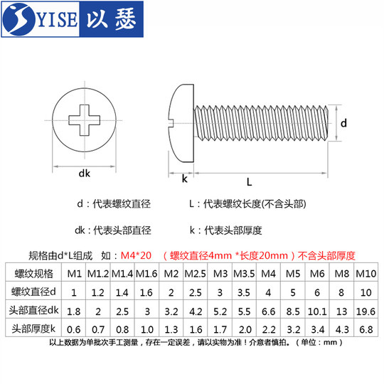 304不锈钢圆头螺丝盘头十字螺钉圆头机牙螺栓小螺丝M2M3M4M5M6