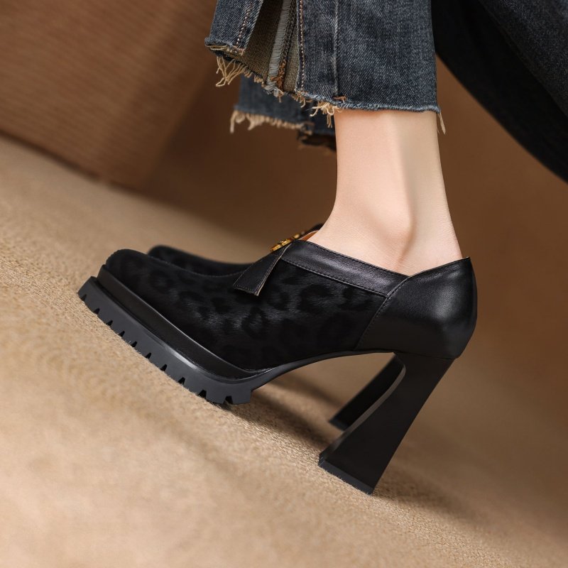 10.5cm粗跟防水台侧拉链超高跟鞋女2026法式山茶花蝴蝶结深口单鞋,淘宝优惠券,粉丝福利购,淘宝优惠卷