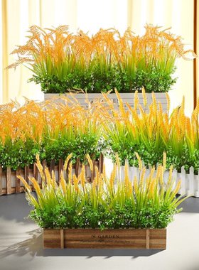 墙角遮挡绿植盆栽金麦穗仿真花