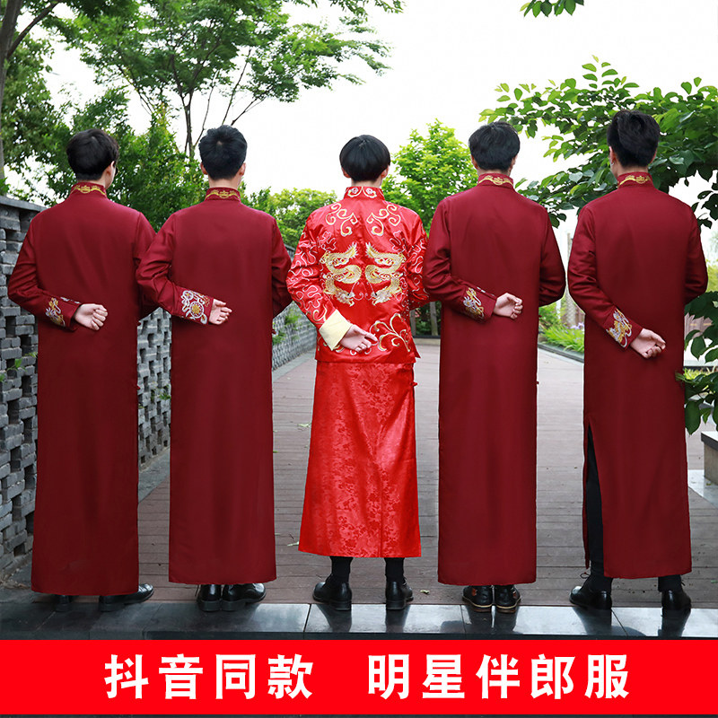 中式伴郎服唐装男中国风团结婚礼服 seemage希曼格民族服装