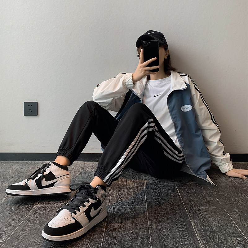 宽松束脚黑色显瘦百搭加绒运动裤 的魅休闲裤