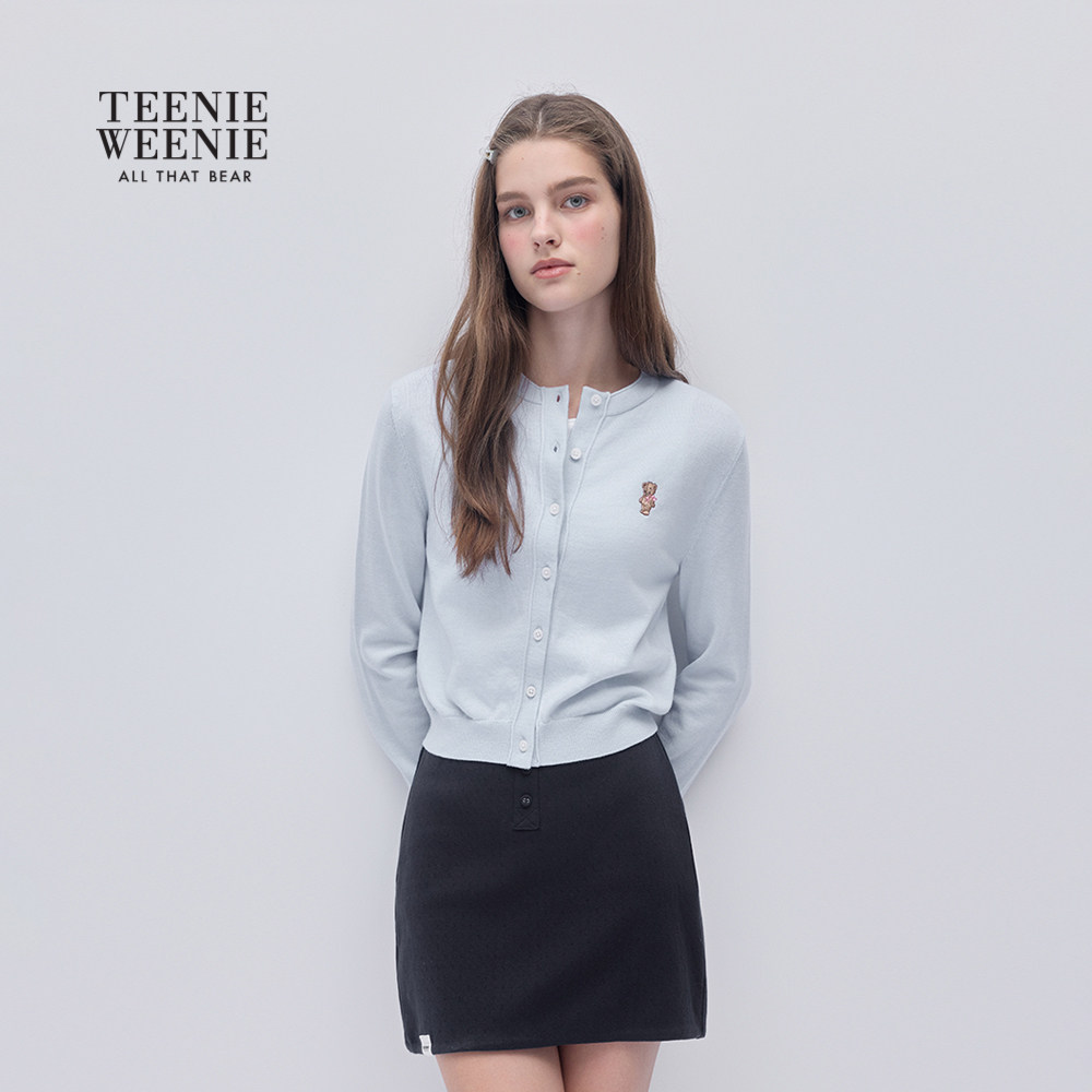 TEENIEWEENIE bearnova2025冬季新款女柔软舒适刺绣圆领针织开衫