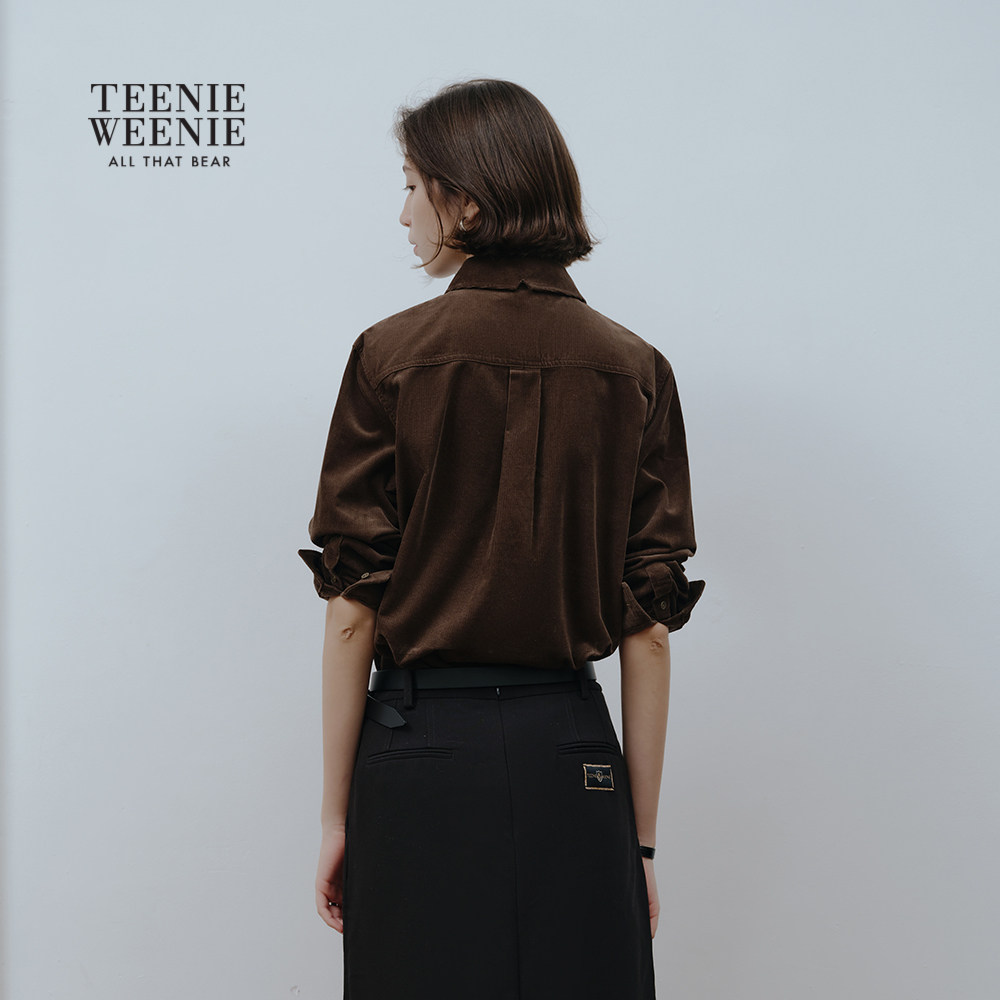 TeenieWeenie小熊女装衬衫秋冬季休闲舒适复古灯芯绒长袖衬衣上衣,淘宝优惠券,粉丝福利购,淘宝优惠卷