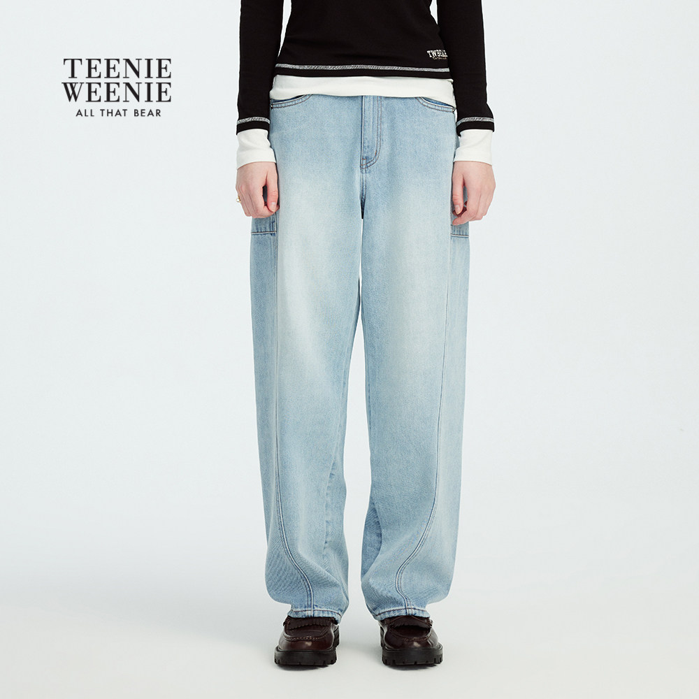 TeenieWeenie小熊女装牛仔裤2025年秋季新款时尚松弛感复古香蕉裤
