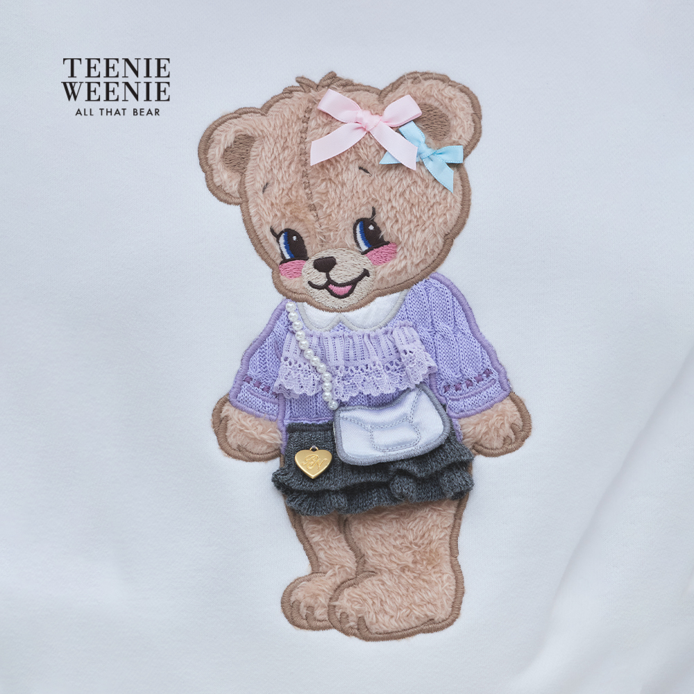 TEENIEWEENIE bearnova25年冬季新款女装萌趣熊立体刺绣圆领卫衣