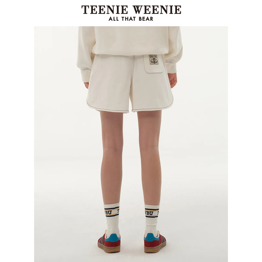 TeenieWeenie小熊2024年撞色短裤美式复古卫裤宽松休闲运动裤女装 - 图3