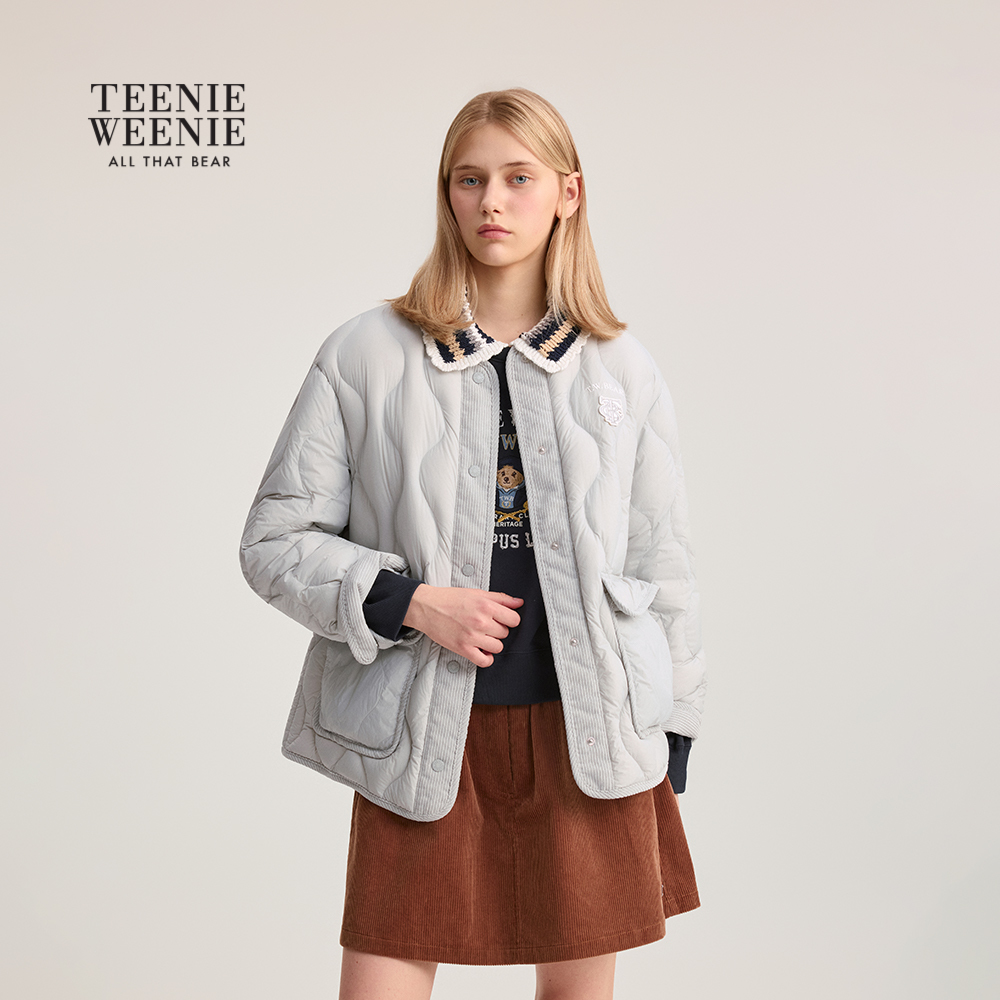 TeenieWeenie小熊女装羽绒服25年冬简约休闲少女感轻薄款夹克外套