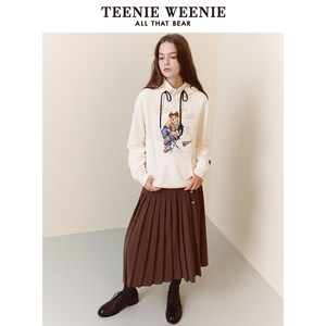 TeenieWeenie小熊春装季复古连帽套头女卫衣学院风上衣宽松慵懒风