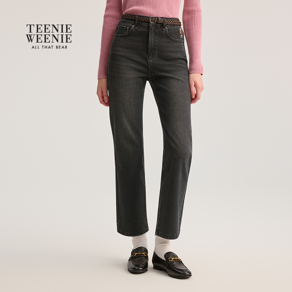 【赵露思同款】TeenieWeenie小熊女装牛仔裤2025秋新款弹力烟管裤 - 图1