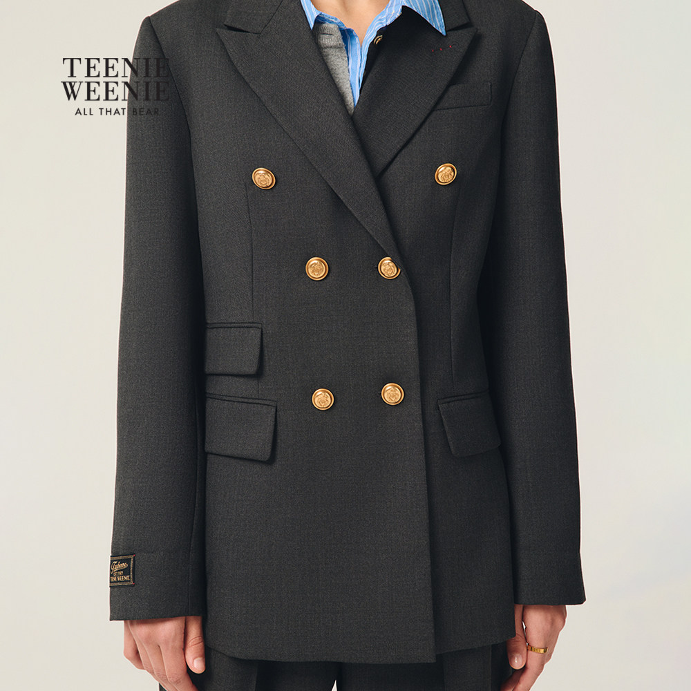 【金扣布雷泽】TeenieWeenie小熊女绵羊毛西装25秋冬轻商务短外套,淘宝优惠券,粉丝福利购,淘宝优惠卷