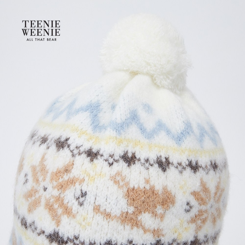 TeenieWeenie小熊女装帽子25秋新款复古费尔岛北欧风情毛球针织帽,淘宝优惠券,粉丝福利购,淘宝优惠卷