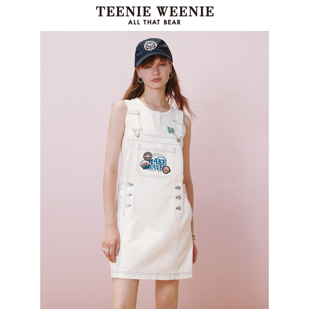 TeenieWeenie小熊夏季舒适柔软时髦牛仔背带裙子女