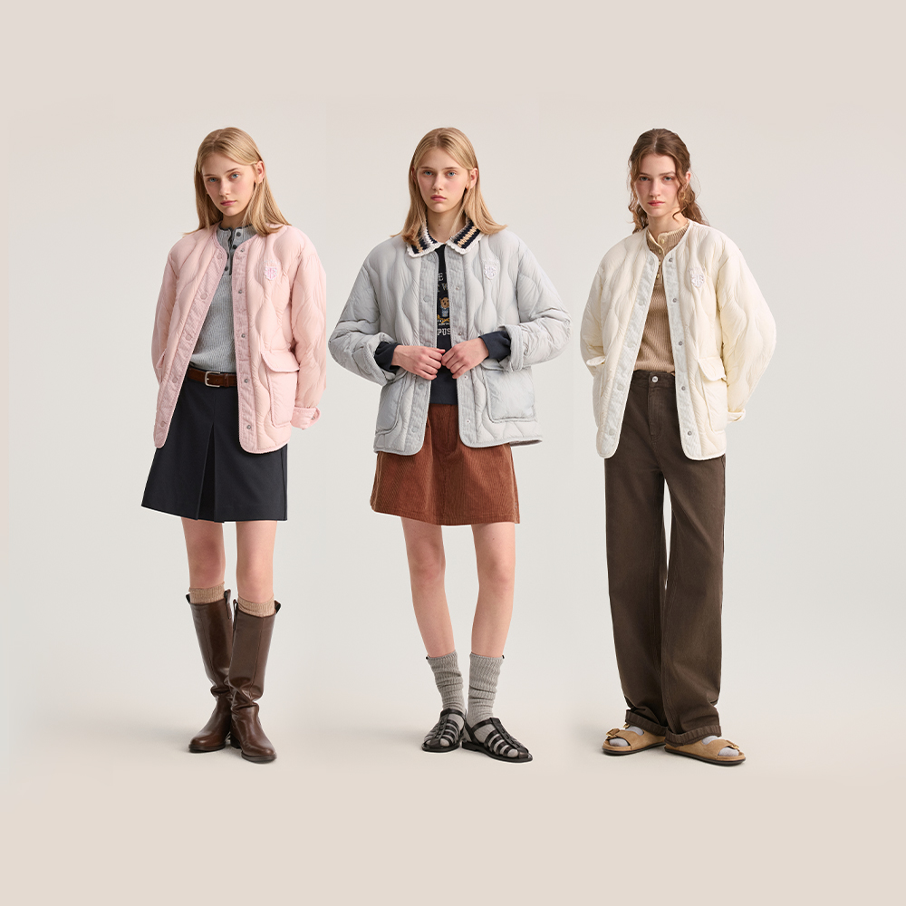 TeenieWeenie小熊女装羽绒服25年冬简约休闲少女感轻薄款夹克外套