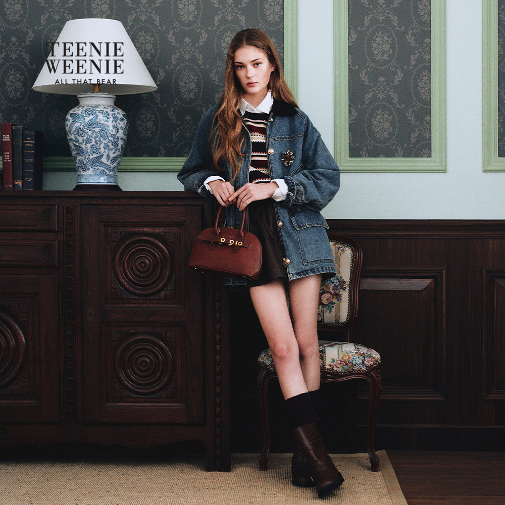 TeenieWeenie小熊女装外套26春季新款撞色灯芯绒翻领水洗牛仔上衣,淘宝优惠券,粉丝福利购,淘宝优惠卷