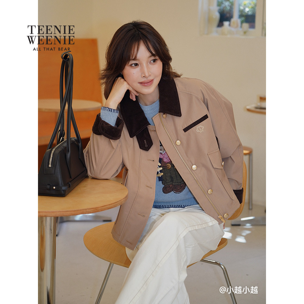 【赵露思同款|焦点巴恩】TeenieWeenie小熊女25秋翻领短外套夹克