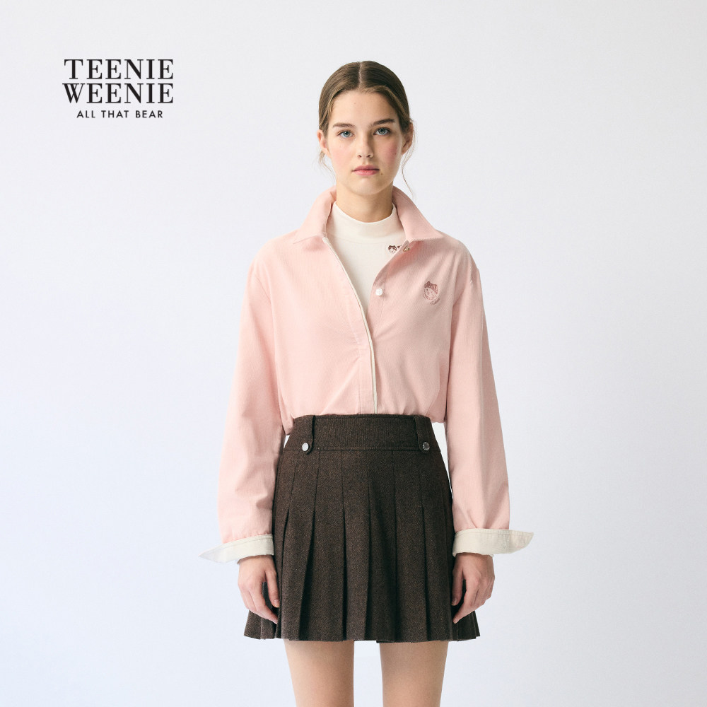TeenieWeenie小熊女装半身裙秋冬季气质学院风简约刺绣百褶裙短裙,淘宝优惠券,粉丝福利购,淘宝优惠卷