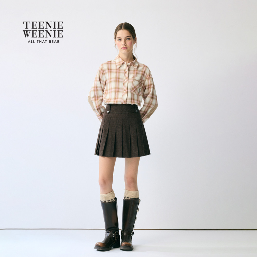 TeenieWeenie小熊女装半身裙秋冬季气质学院风简约刺绣百褶裙短裙,淘宝优惠券,粉丝福利购,淘宝优惠卷