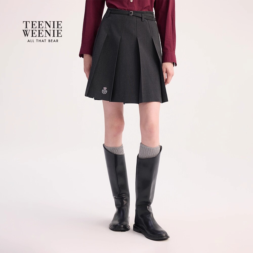 【赵露思同款】TeenieWeenie小熊女半身裙绵羊毛格纹刺绣百褶裙 【赵露思同款】TeenieWeenie小熊女半身裙绵羊毛格纹刺绣百褶裙