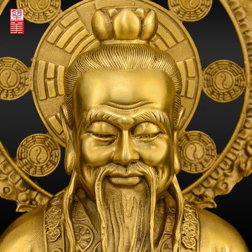 黄铜太上老君神像摆件供奉太清道德天尊铜像三清道祖大号 - 图2