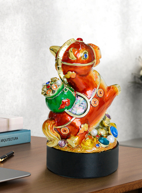 宝骥踏财珐琅彩马摆件开业礼物