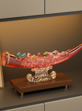 新中式象牙八骏马摆件乔迁礼物