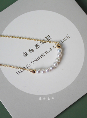 小灯泡微笑项链珍珠锁骨链天然AK