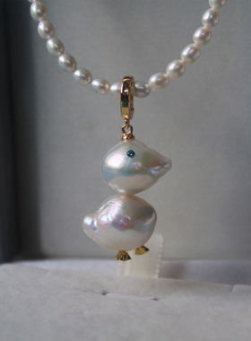 小鸭子小鱼吊坠极光巴洛克珍珠