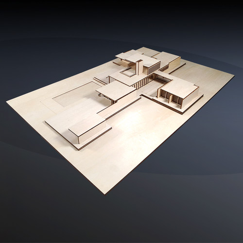 考夫曼沙漠住宅场景建筑大师作品沙盘建筑模型定制木质手工DIY - 图0