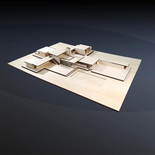 考夫曼沙漠住宅场景建筑大师作品沙盘建筑模型定制木质手工DIY - 图1