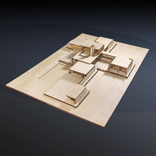 考夫曼沙漠住宅场景建筑大师作品沙盘建筑模型定制木质手工DIY - 图2