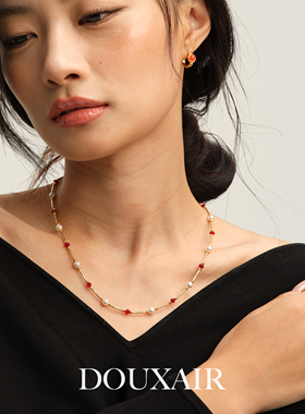 DouxAir施家红宝石项链波光粼粼车花链串珠满天星锁骨链小众轻奢