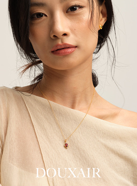 【新品】红宝石纯银项链镶钻石吊坠高级感轻奢小众锁骨链2026新款