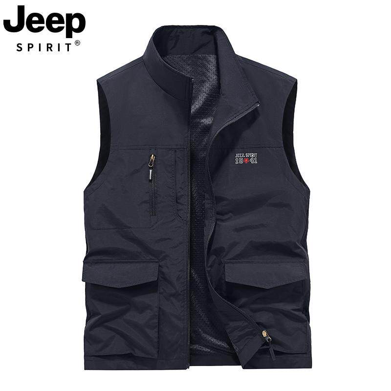 JEEPSPIRIT stand collar waterproof vest for middle-aged and elderly people