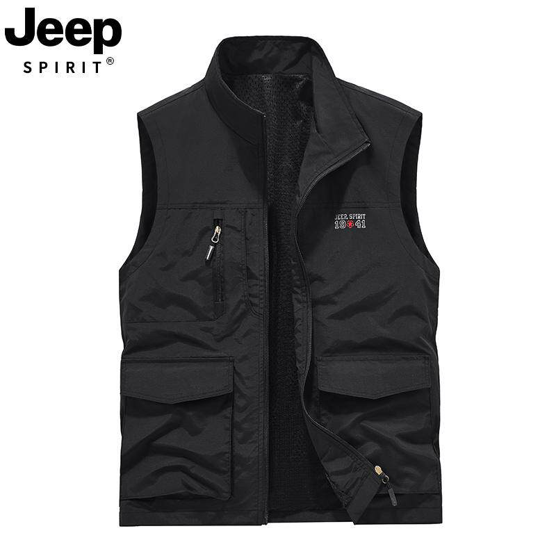 JEEPSPIRIT stand collar waterproof vest for middle-aged and elderly people